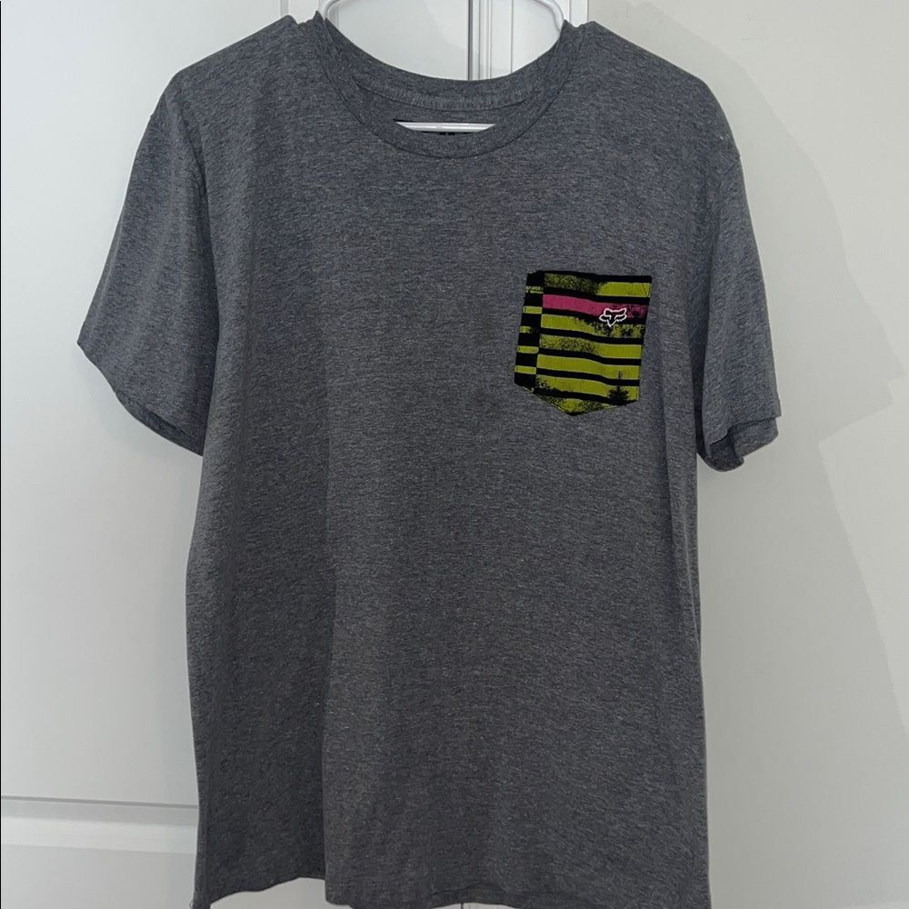 Fox Pocket Gray soft cotton T-shirt L Motocross Riding Surfer Skater